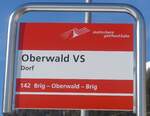 (214'767) - matterhorn gotthard bahn-Haltestellenschild - Oberwald VS, Dorf - am 22.