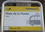 (172'546) - PostAuto-Haltestellenschild - Sion, Place de la Planta - am 26.