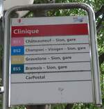 (172'549) - BUS Sdunois-Haltestellenschild - Sion, Clinique - am 26.