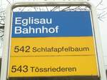 (136'969) - ZVV/PostAuto-Haltestellenschild - Eglisau, Bahnhof - am 24. November 2011