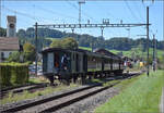 150 Jahre Tösstalbahn.

Ed 3/3 401 kommt mit ihrem Museumszug in Bauma an. Am Zugschluss ist F 405 der SOB. September 2025.