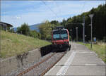 Jurabahn vor der Generalsanierung im Abschnitt Sanceboz-Sombeval – Moutier.

RBDe 560 227 in Pontenet. August 2026.
