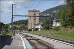 Jurabahn vor der Generalsanierung im Abschnitt Sanceboz-Sombeval – Moutier.

Bahnhof Malleray-B�villard, Blick birsaufw�rts. August 2026. 