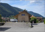 Jurabahn vor der Generalsanierung im Abschnitt Sanceboz-Sombeval – Moutier.

Der G�terschuppen von Court. August 2026. 
