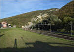 Jurabahn im unteren Abschnitt.

Blick auf das Gleisfeld von Reuchenette-P�ry im Bereich der Ortschaft P�ry sch�ssabw�rts. September 2026. 