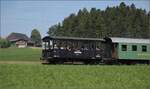 Öffentlicher Fahrtag auf der Emmentalbahn. 

Der offene Wagen bei Waldeck. Juli 2023.