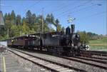 Huttwiler Dampftage. 

Ed 3/4 51 der Bern-Schwarzenburg-Bahn auf dem Weg nach Sumiswald und Wasen. Weier im Emmental, Oktober 2023.