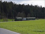 Ostermontag bei der 'Emmentalbahn'.

Be 4/4 102 der EBT beim Rotwald. April 2024.