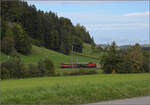 Dampftage Huttwil 2024 mit Diesel, Elektro und Dampfgiganten.

Bm 6/6 18505 der OeBB mit den hauseigenen Salonwagen in der Nähe von Maibach. Oktober 2024.