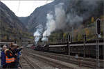 Rückkehr der Elefanten an den Gotthard.

In Göschenen wird der Zug rangiert. Oktober 2017.