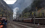 Rückkehr der Elefanten an den Gotthard.

In Göschenen wird der Zug rangiert. Oktober 2017.