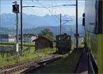 E 3/3 'Beinwyl' der Seethalbahn umfährt in Eschenbach ihren Zug. September 2024.