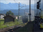 E 3/3 'Beinwyl' der Seethalbahn umfährt in Eschenbach ihren Zug.