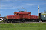 Der Museumszug mit Seetalkrokodil De 6/6 15301 mit BLS A 801 und SBB F 16847 rollt das starke Geflle nach Hochdorf herunter.