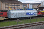 Der Edelstahlschiebewandwagen 21 RIV 85 CH-SBBC 246 1 564-6 Hbbillnss steht in der Lokreihe beim Dampflokdepot Full.