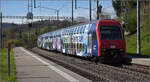 Der Zug mit Ganzwerbezug 'Zäme Züri' gezogen von Re 450 016. Birmenstorf, März 2024.