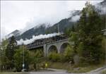 Ballenberg Dampfbahn nach Innertkirchen.

G 3/4 208 bei Brienz am Ofenbielengraben. Oktober 2019. 