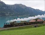 Ballenberg Dampfbahn nach Innertkirchen.

G 3/4 208 in Oberriet am Brienzer See. Oktober 2019. 