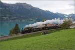 Ballenberg Dampfbahn nach Innertkirchen.

G 3/4 208 in Oberriet am Brienzer See. Oktober 2019. 