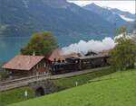 Ballenberg Dampfbahn nach Innertkirchen.

G 3/4 208 in Oberriet am Brienzer See. Oktober 2019. 