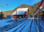 Versehentlich in Arosa, des Wetters wegen. 

Der Bahnhof Langwiesen. Januar 2026.