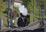 Lok Heidi G 3/34 11 umf�hrt ihren Zug in Filisur ihren Museumszug zum Wasserfassen. September 2026.