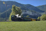 Lok Heidi G 3/34 11 zwischen Surava und Alvaneu mit einem Museumszug. September 2026.