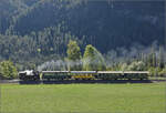 Lok Heidi G 3/34 11 zwischen Surava und Alvaneu mit einem Museumszug. September 2026.
