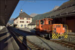 Tm 2/2 111 der RhB in Scuol/Tarasp. September 2026.