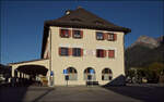 Das Bahnhofsempfangsgeb�ude von Scuol/Tarasp. September 2026.