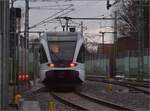 Der falsche REX. Thurbo als REX 7 wird in Lindau-Reutin bereitgestellt. In St. Margrethen wird die Bezeichnung in S7 gewechselt. aber bis Rorschach ist es tatschlich ein Expresszug. Februar 2023.