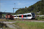 150 Jahre Tsstalbahn.

Der Regelverkehr mit RABe 526 752 'Steckborn' und RABe 526 747 in Bauma. September 2025.