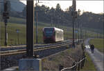 Der ex-RM RABe 526 283 f�hrt aus Sonceboz-Sombeval aus mit Ziel La Chaux-de-Fonds.