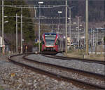 Der ex-RM RABe 526 283 f�hrt aus Sonceboz-Sombeval aus mit Ziel La Chaux-de-Fonds.