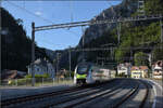 RABe 528 116 in Moutier auf dem Weg nach Basel. Juni 2026.