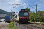 Jurabahn vor der Generalsanierung im Abschnitt Sanceboz-Sombeval – Moutier.

RABe 560 223 in Court. August 2026. 
