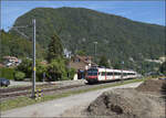 Jurabahn vor der Generalsanierung im Abschnitt Sanceboz-Sombeval – Moutier.

RABe 560 223 in Court. August 2026. 