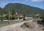 Jurabahn vor der Generalsanierung im Abschnitt Sanceboz-Sombeval – Moutier.

RABe 560 223 in Court. August 2026. 