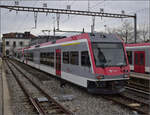 GTW 2/6 2001 der Travys in Yverdon-les-Bains. Dezember 2025.