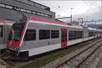 GTW 2/6 2000 der Travys in Yverdon-les-Bains. Dezember 2025.