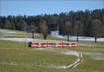 ABe 4/12 674 'Rosette' fährt den Bogen an Chaux-d'Abel vorbei.