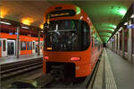 RBS-Triebzug Worbla Be 4/10 01 im eigenen Bahnhof in Bern.