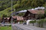 Ballenberg Dampfbahn nach Innertkirchen.

G 3/4 208 in Ebligen. Oktober 2019.