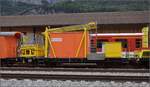 4-achsiger Dienstwagen X 756 mit Hebeb�hne und Speichenr�dern.