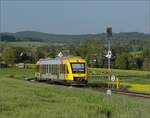 Abgesang auf die Taunus Elevated.

648 401 HLB VT201 bei Wehrheim auf dem Weg nach Bad Homburg. Mai 2022.