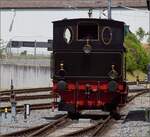 E 3/3 1 der Eisenwerke Klus ist für Publikumsfahrten im Bahnhof Balsthal unterwegs.