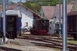 E 3/3 1 der Eisenwerke Klus ist für Publikumsfahrten im Bahnhof Balsthal unterwegs.