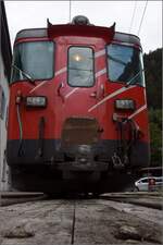 De 4/4 55 der MGB vor dem Bahnhof G�schenen. September 2022.