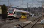 Durchfahrt von RABe 521 029 als S-Bahn nach Baden durch die Bahnhofsbaustelle von Murgenthal.