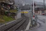 Ab hier verluft die neue Strecke zum Ruckhaldetunnel kurz auf dem alten Trasse. St. Gallen Gterbahnhof, Februar 2023.